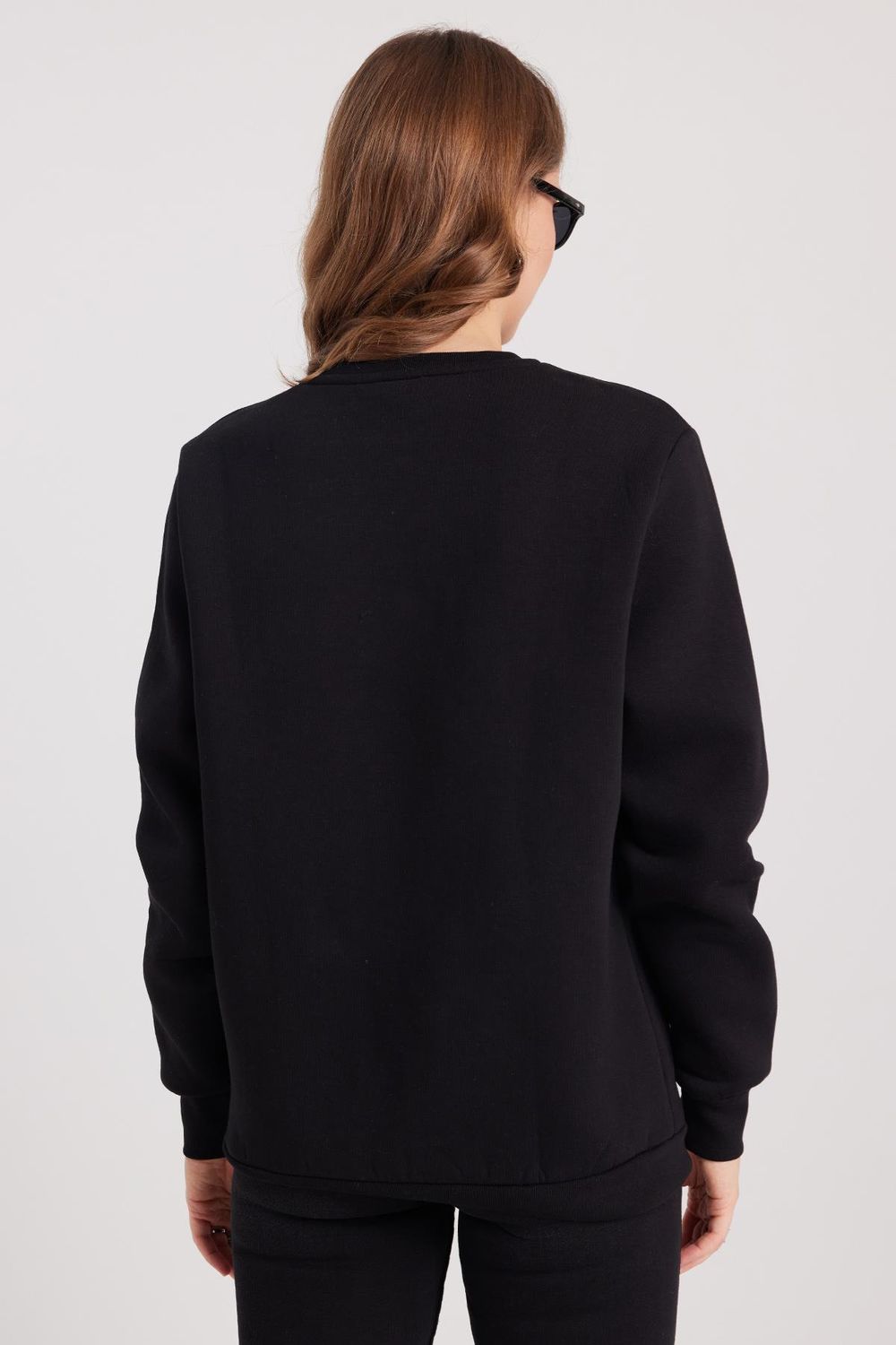 Kadın Oversize Geniş Kesim Bisiklet Yaka Basic Sweatshirt