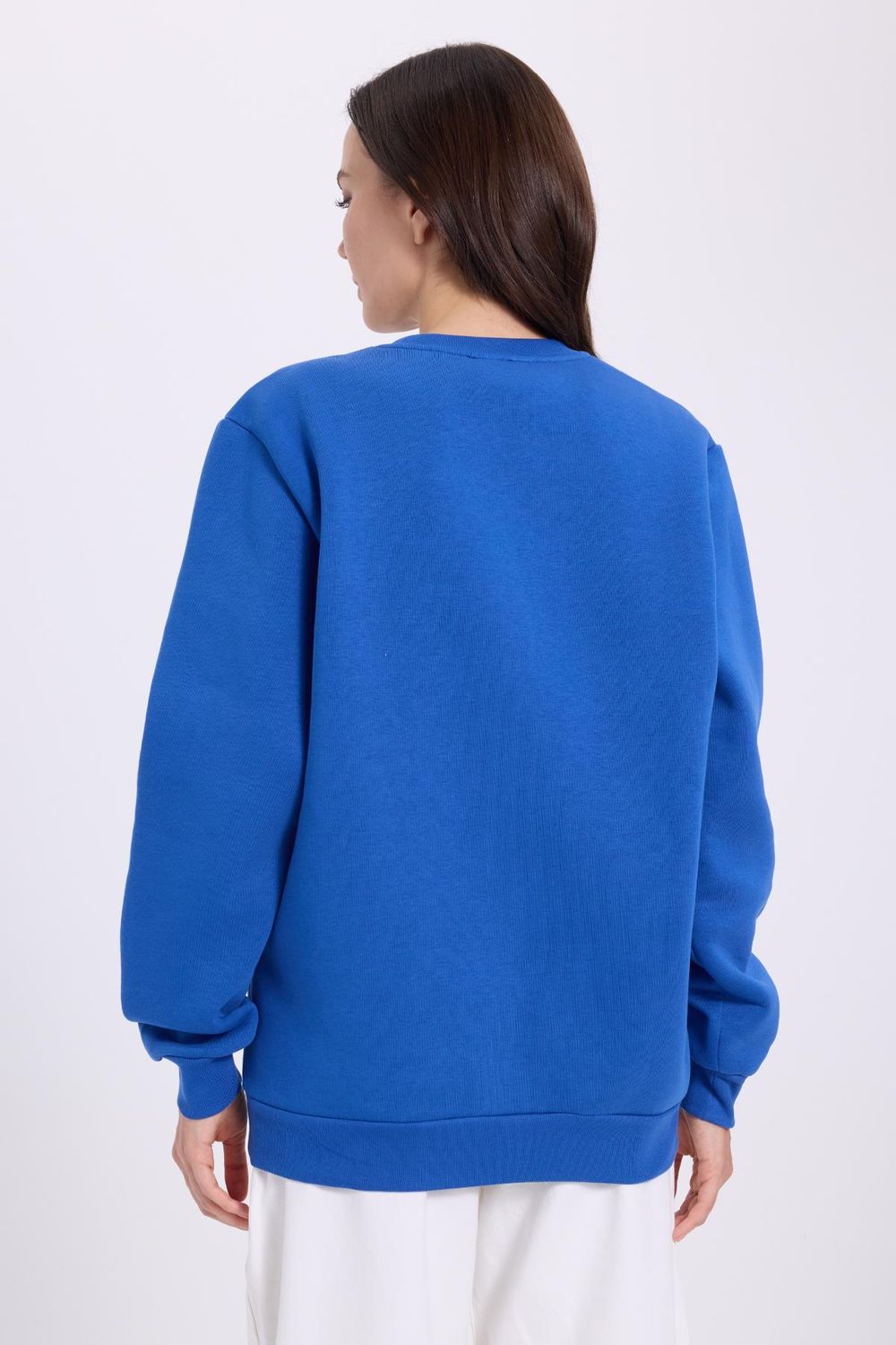 Kadın Oversize Geniş Kesim Bisiklet Yaka Basic Sweatshirt