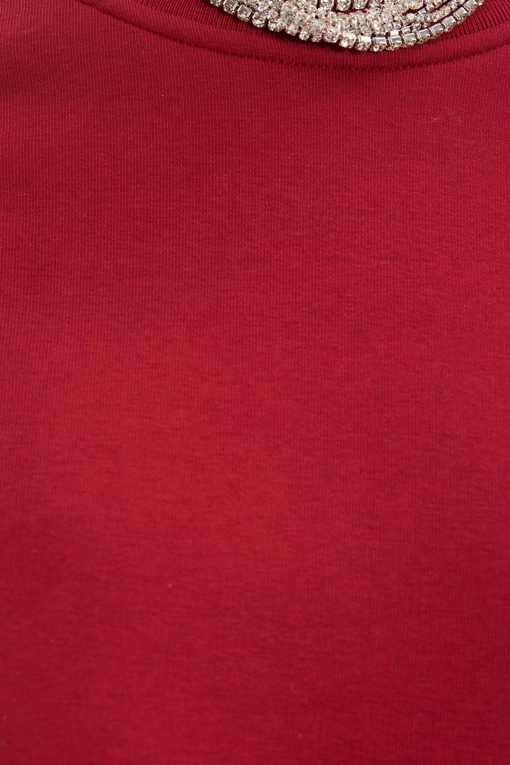 Kadın Oversize Geniş Kesim Pamuklu Yumuşak Dokulu İçi Polarlı Basic Bordo Bisiklet Yaka Sweatshirt