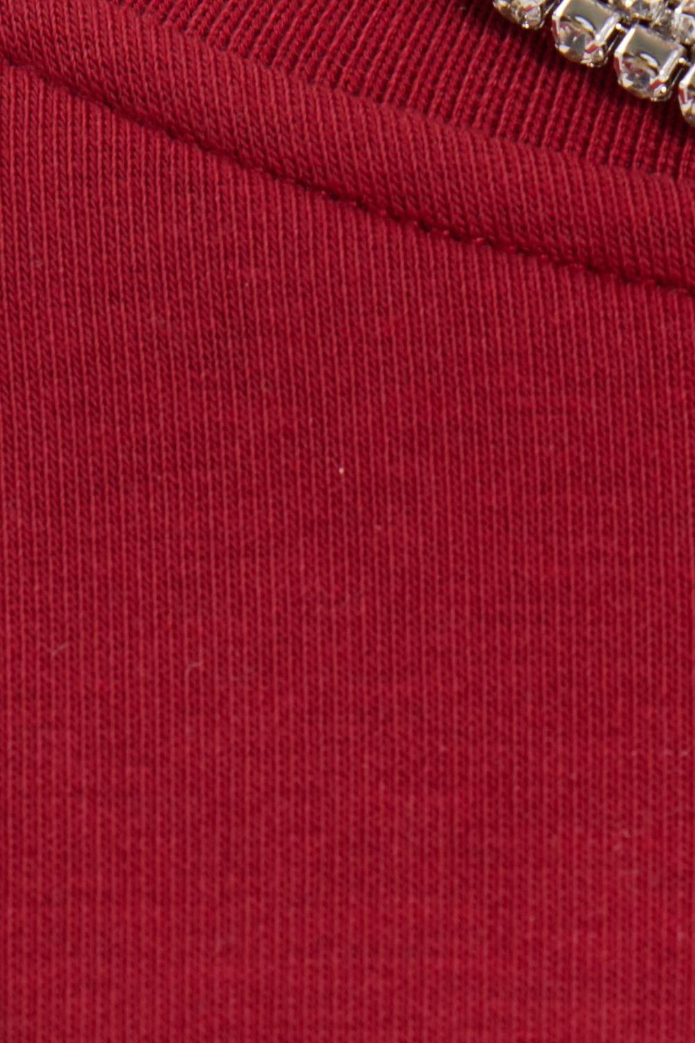 Kadın Oversize Geniş Kesim Pamuklu Yumuşak Dokulu İçi Polarlı Basic Bordo Bisiklet Yaka Sweatshirt