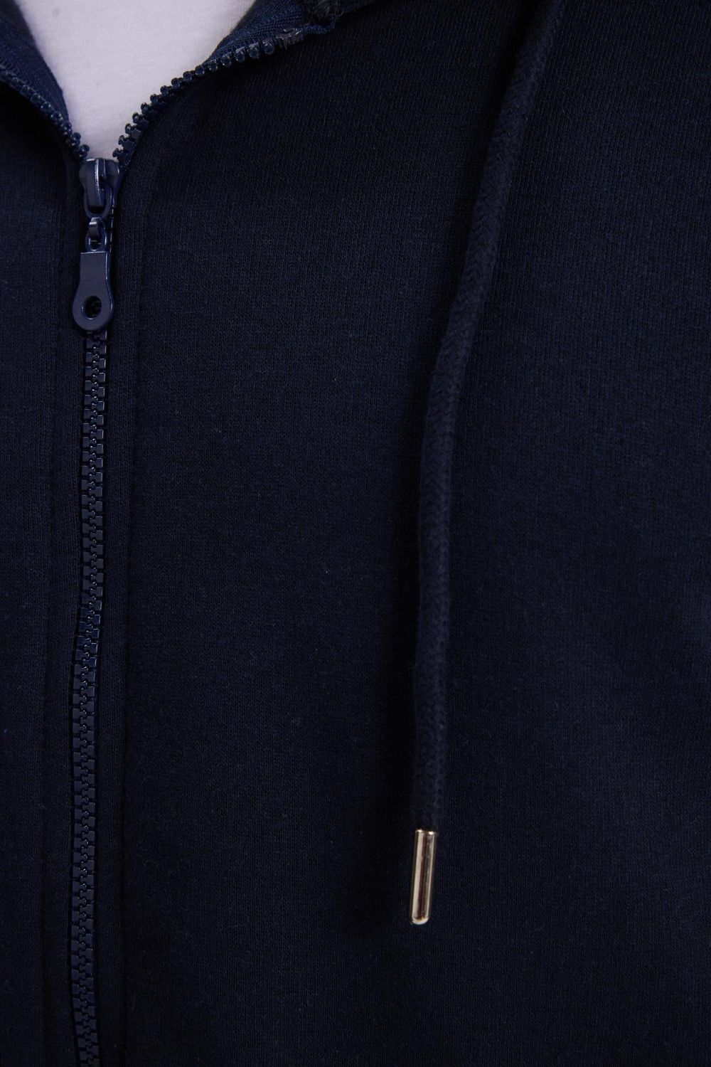 Erkek Relax Fit Rahat Kesim Pamuklu Tam Fermuarlı Kanguru Cepli Sırt Çantalı Lacivert Sweatshirt