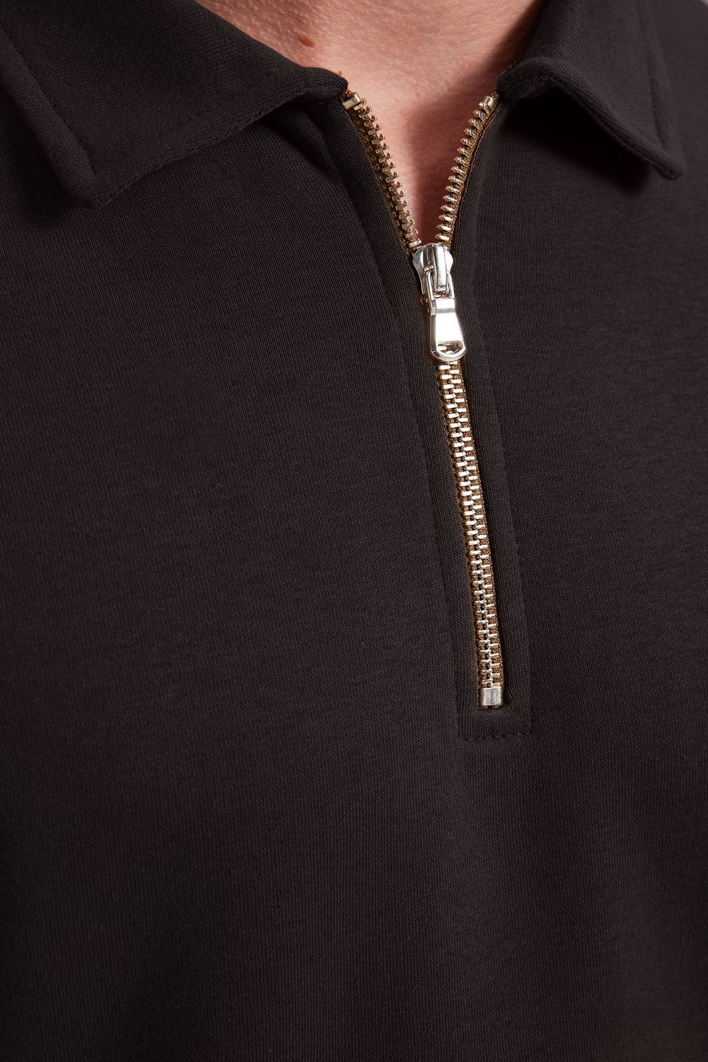 RELAX FIT HALF ZIPPER PLAIN POLO NECK SWEATSHIRT