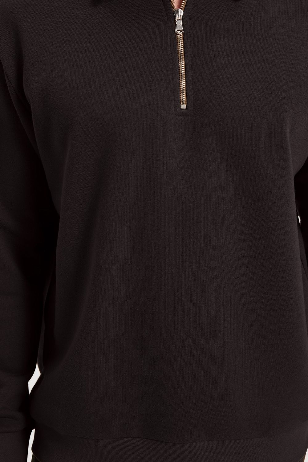 RELAX FIT HALF ZIPPER PLAIN POLO NECK SWEATSHIRT