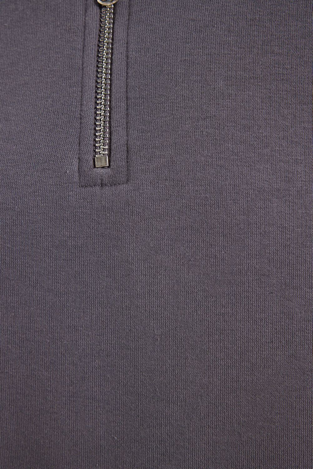 Erkek Relax Fit Rahat Kesim Pamuklu 3 İplik Fermuarlı Polo Yaka Koyu Gri Sweatshirt
