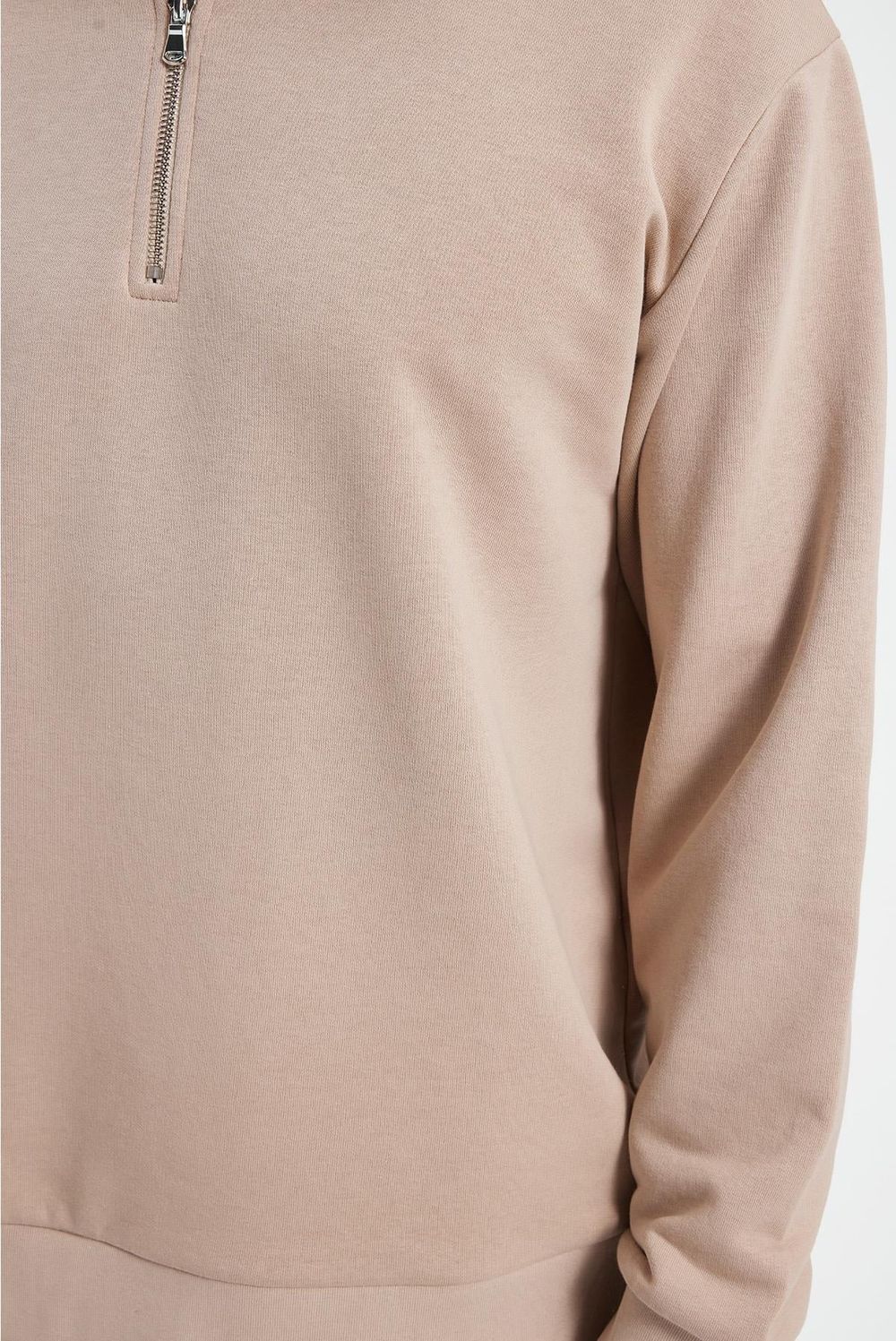 Erkek Relax Fit Rahat Kesim Pamuklu 3 İplik Fermuarlı Polo Yaka Taş Sweatshirt