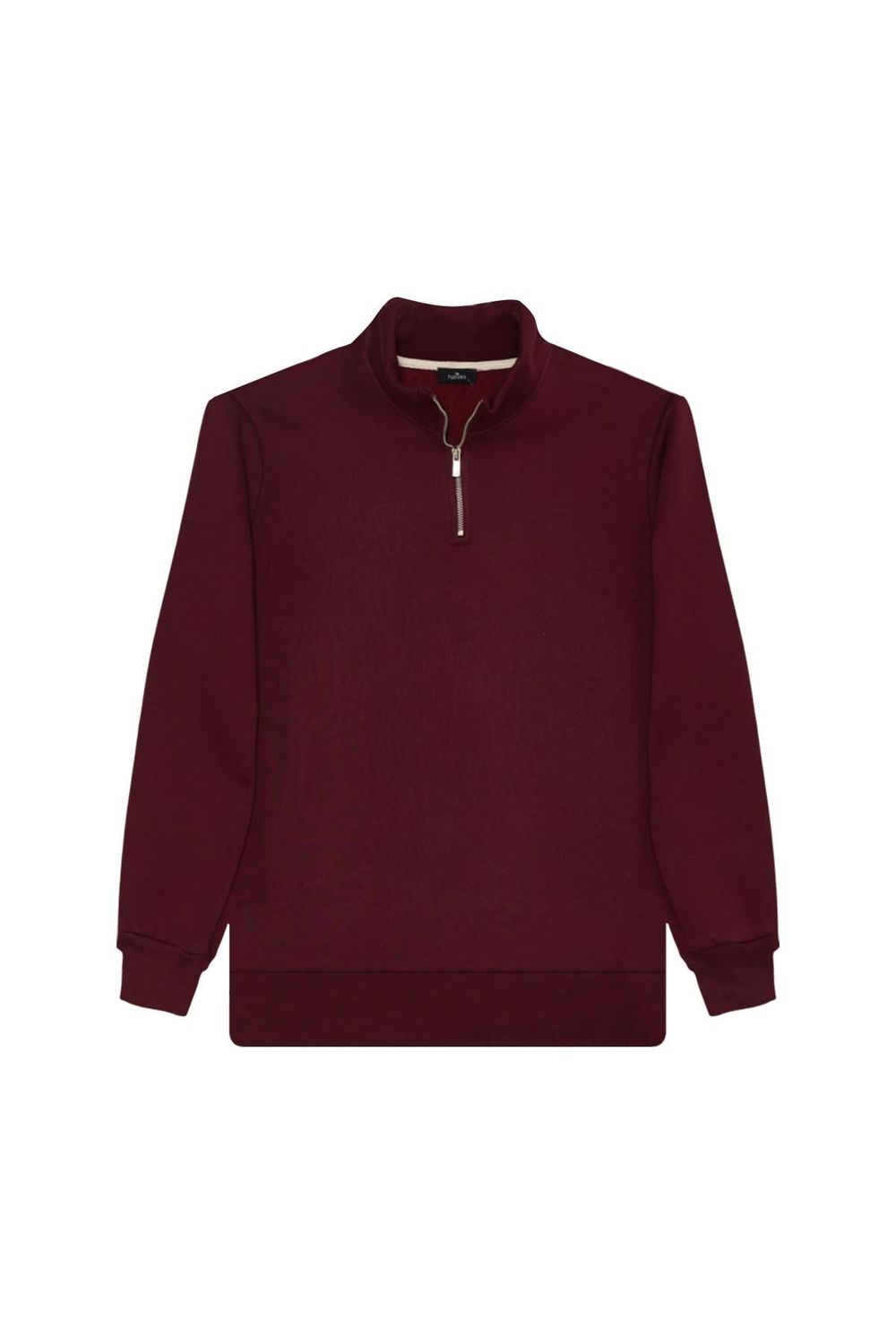 Unisex 3'lü Paket Siyah-Beyaz-Bordo Relax Fit Pamuklu Yarım Fermuarlı Dik Yaka Sweatshirt
