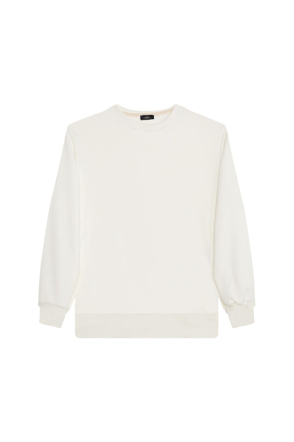 Unisex 3'lü Paket Beyaz-Kiremit-Gri Relax Fit Pamuklu İçi Polarlı Bisiklet Yaka Sweatshirt