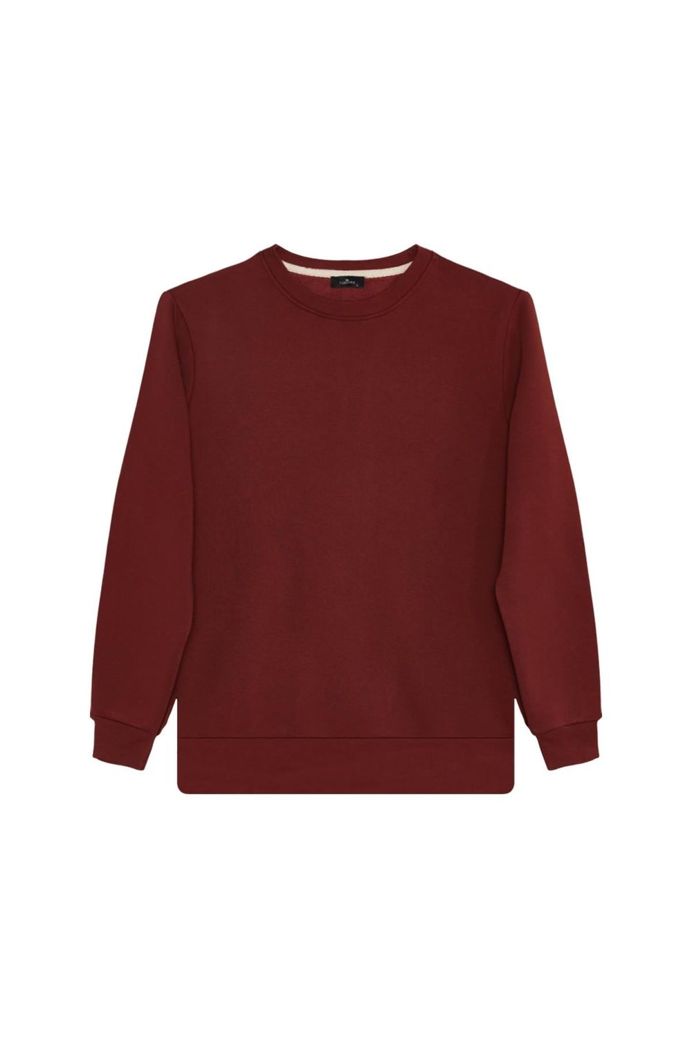 Unisex 3'lü Paket Beyaz-Kiremit-Gri Relax Fit Pamuklu İçi Polarlı Bisiklet Yaka Sweatshirt