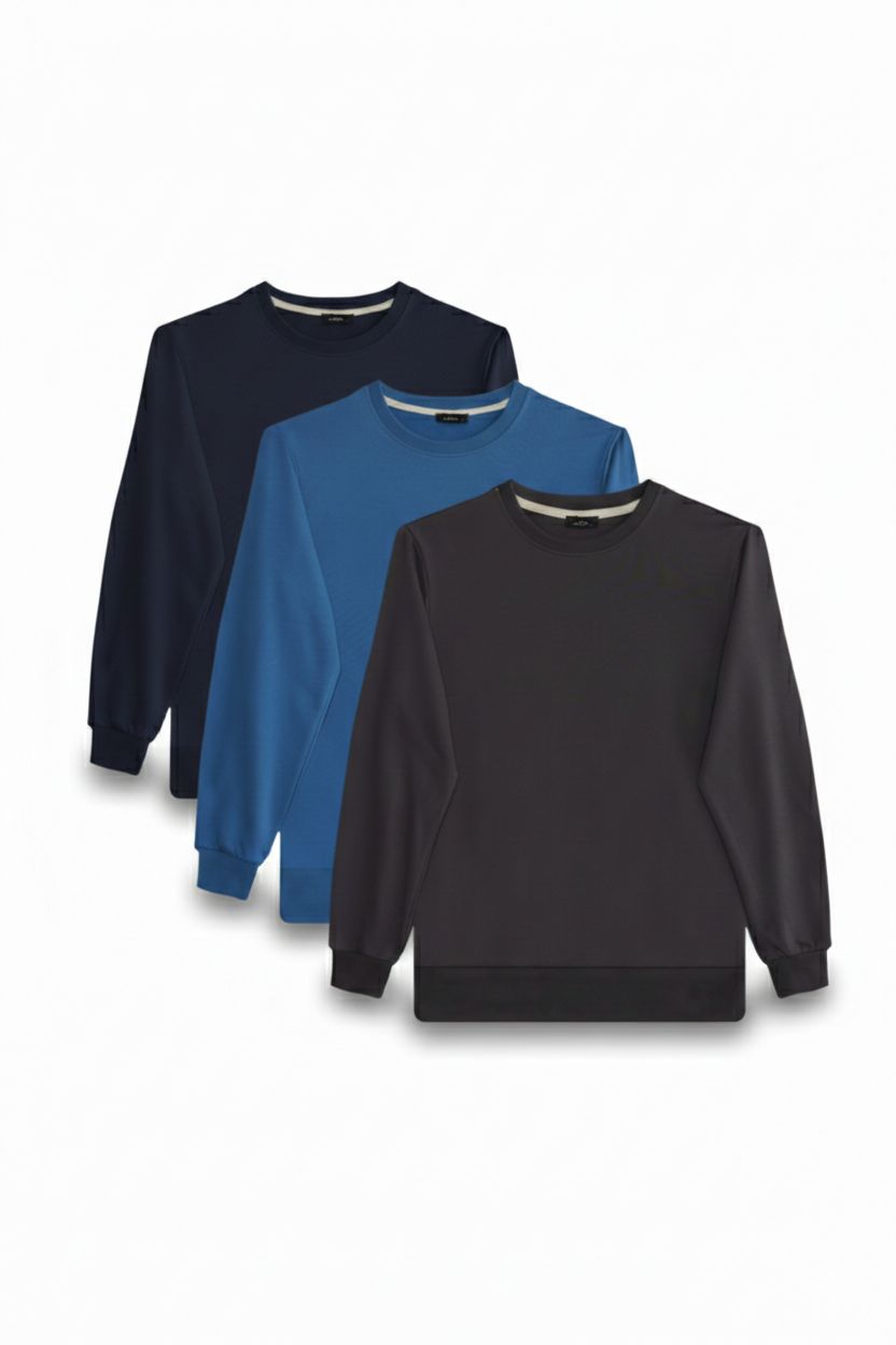 THREE PIECES RELAX FIT SWEATSHIRT CREW NECK TWO THREAD COMPACT ONL PLAIN