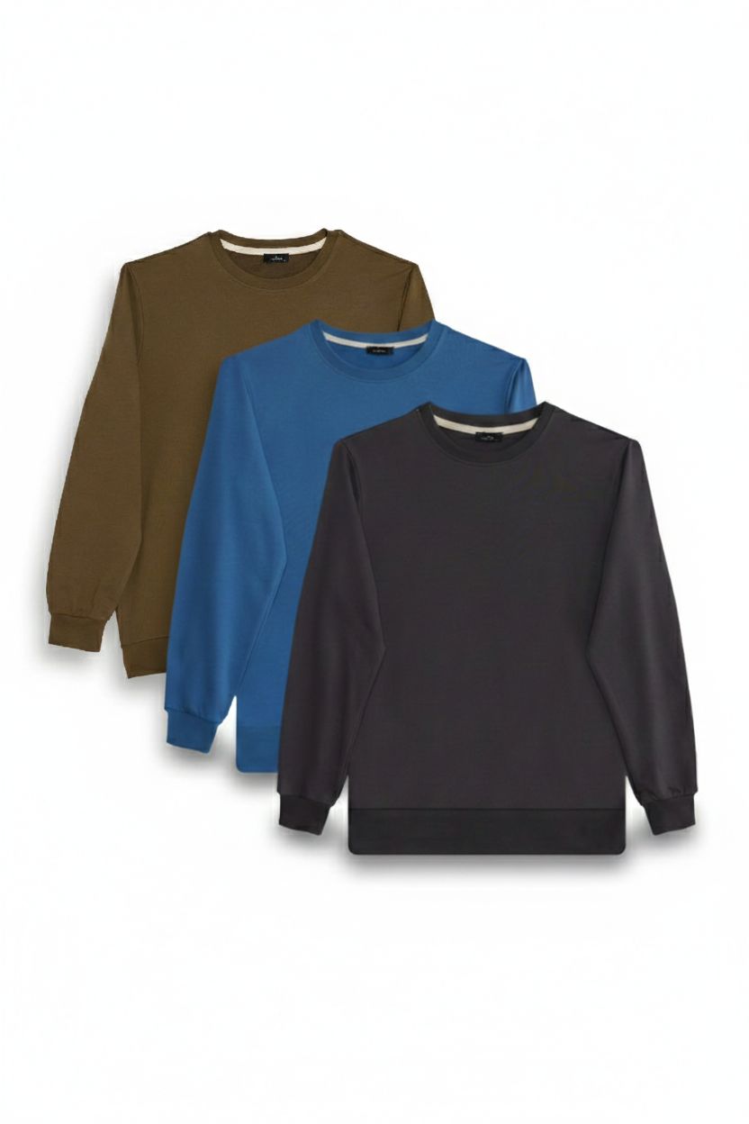 THREE PIECES RELAX FIT SWEATSHIRT CREW NECK TWO THREAD COMPACT ONL PLAIN