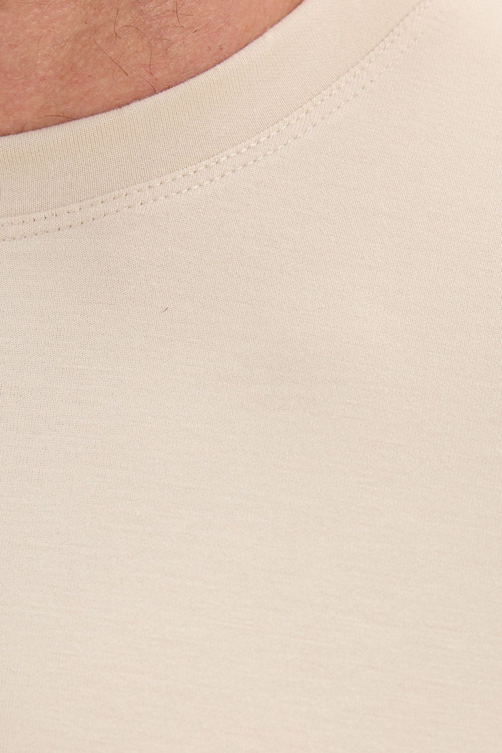 Erkek Standart Fit Normal Kesim Uzun Kollu Ekstra Soft Modal Kumaş Bisiklet Yaka Kemik Rengi Sweatshirt