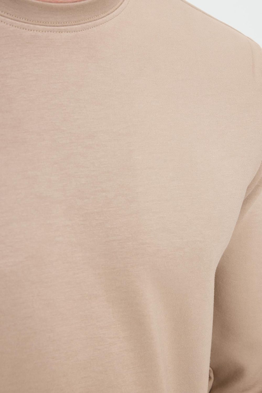 Erkek Relax Fit Rahat Kesim Uzun Kollu Bisiklet Yaka Vizon Sweatshirt