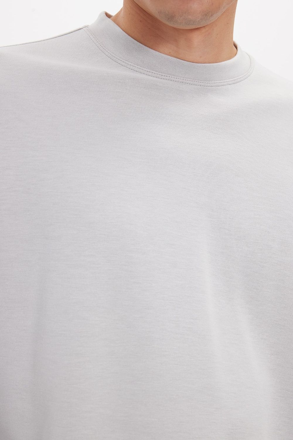 Erkek Standart Fit Normal Kesim Uzun Kollu Ekstra Soft Modal Kumaş Bisiklet Yaka Taş Sweatshirt