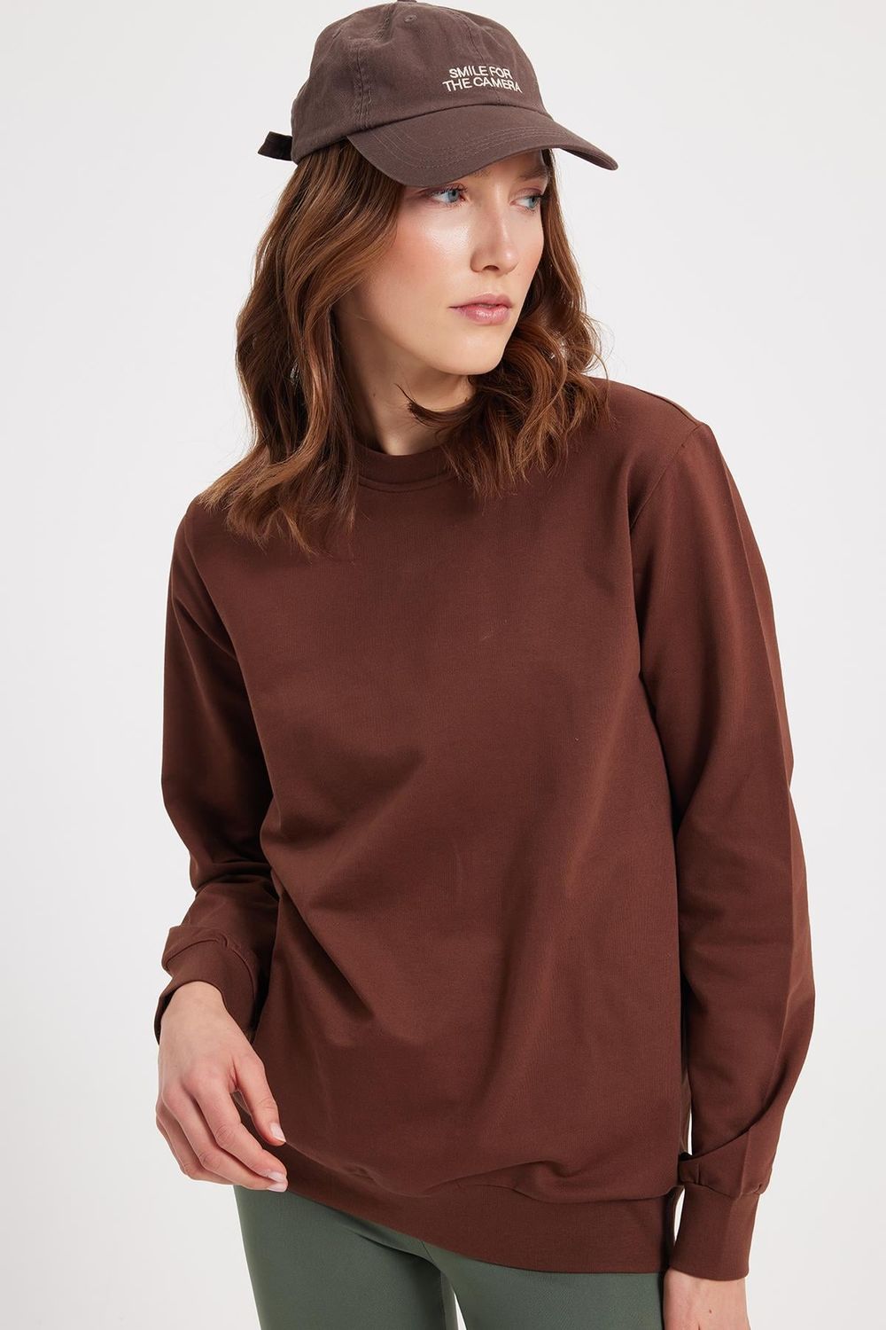 WOMAN RELAX FIT SWEATSHIRT CREW NECK TWO THREAD COMPACT ONL PLAIN