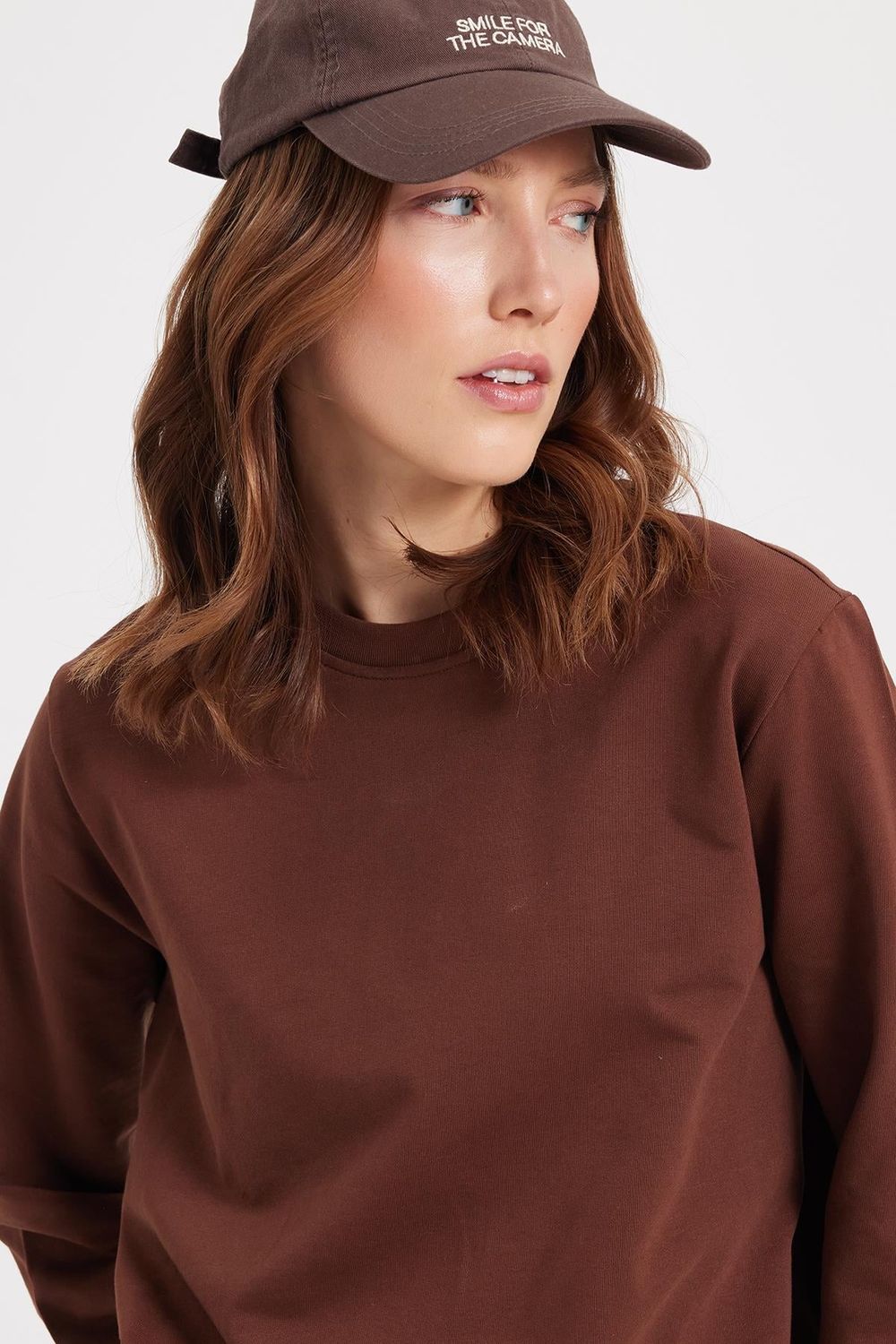WOMAN RELAX FIT SWEATSHIRT CREW NECK TWO THREAD COMPACT ONL PLAIN