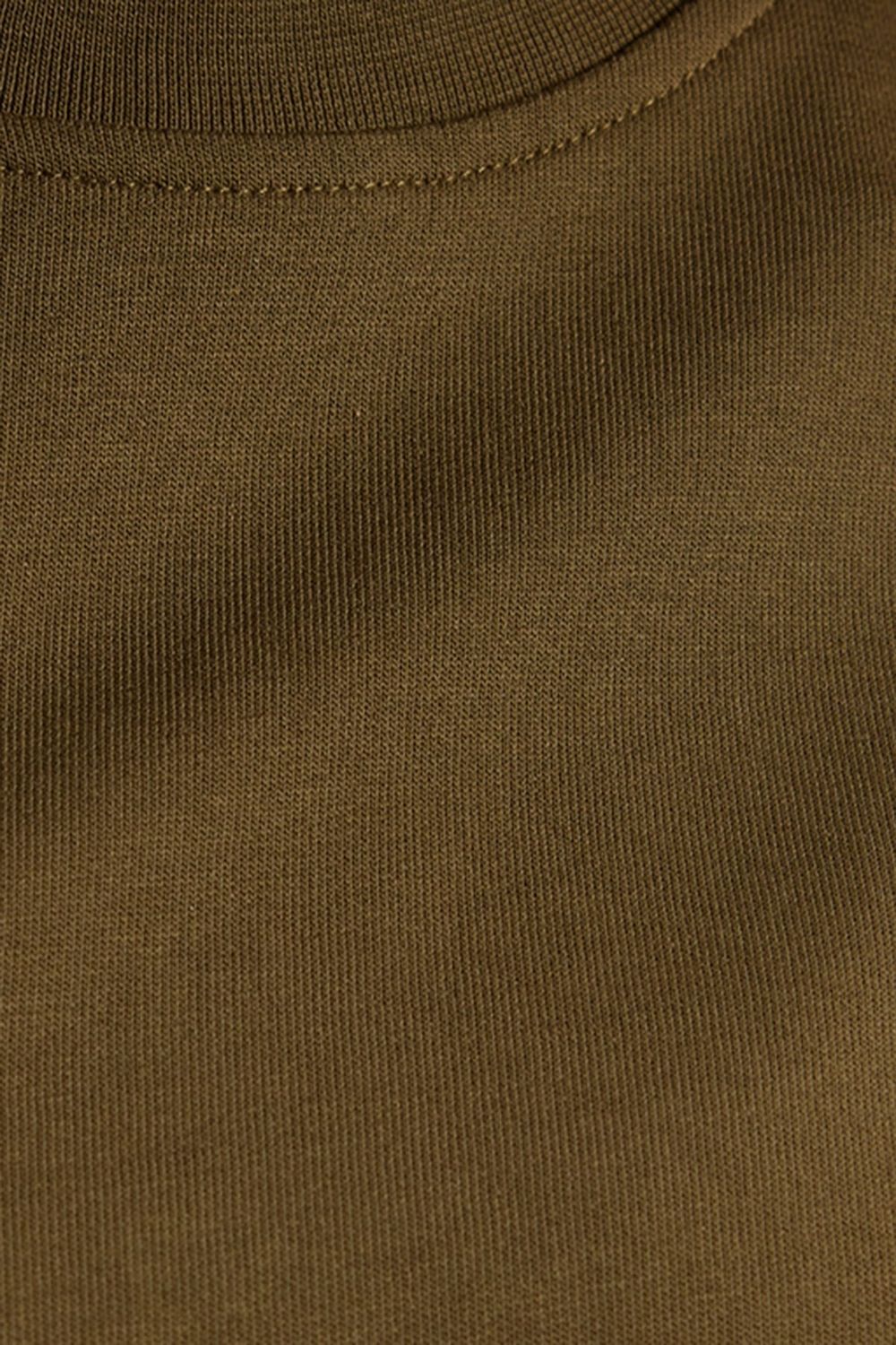 Kadın Oversize Geniş Kesim %100 Pamuk 2 İplik Bisiklet Yaka Haki Sweatshirt 