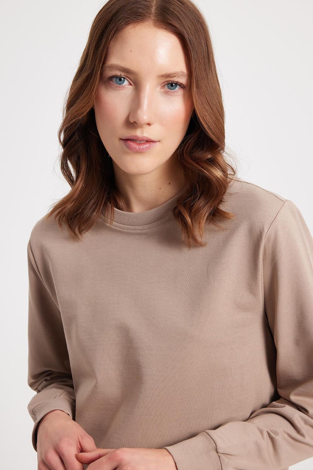 WOMAN RELAX FIT SWEATSHIRT CREW NECK TWO THREAD COMPACT ONL PLAIN