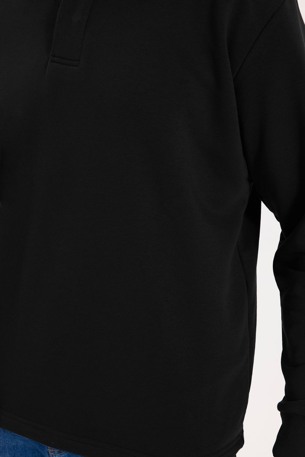 RELAX FIT PLAIN BUTTONED POLO  COLLAR HIDDEN PLACKET MAHREZ SWEATSHIRT
