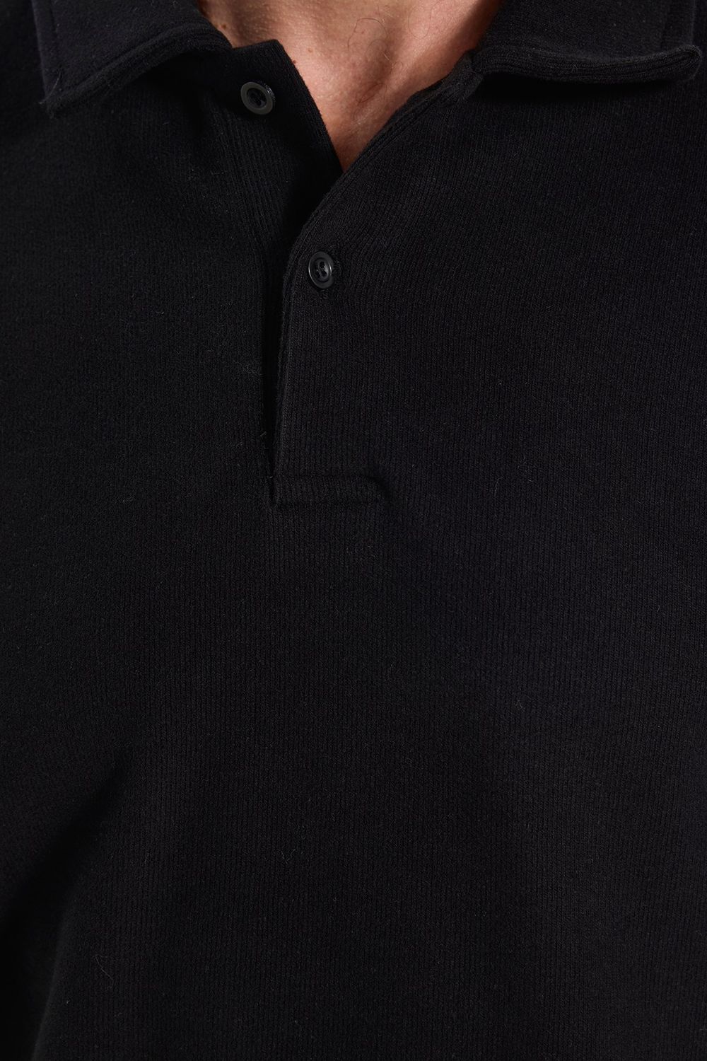 Erkek Regular Fit Klasik Kesim Uzun Kollu Siyah Polo Yaka Sweatshirt