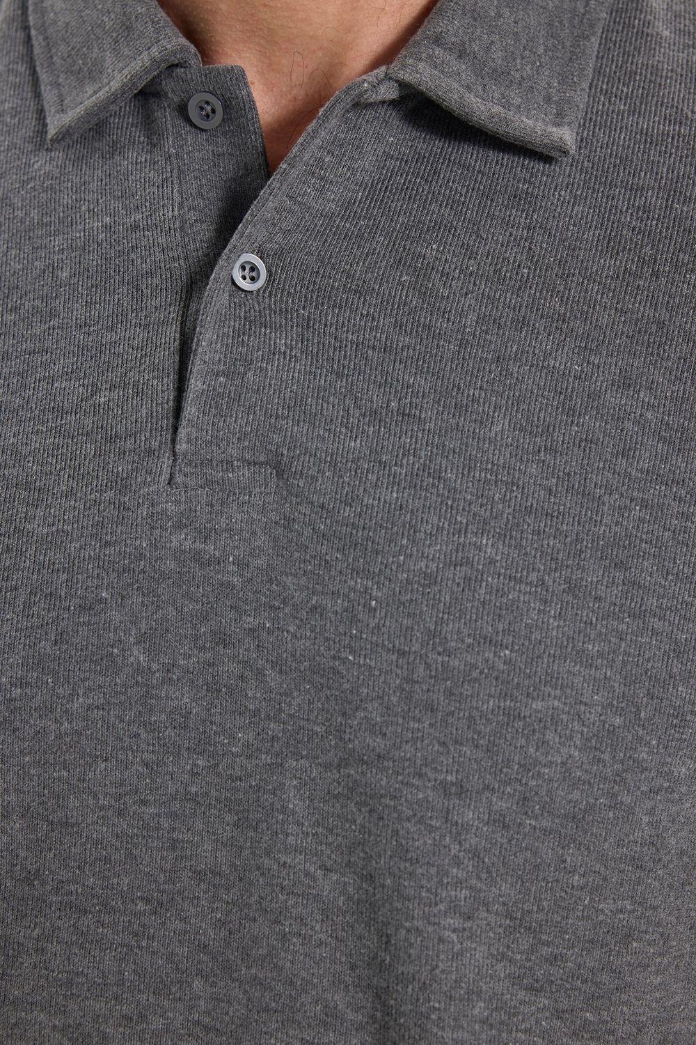 Erkek Regular Fit Klasik Kesim Uzun Kollu Antrasit Polo Yaka Sweatshirt