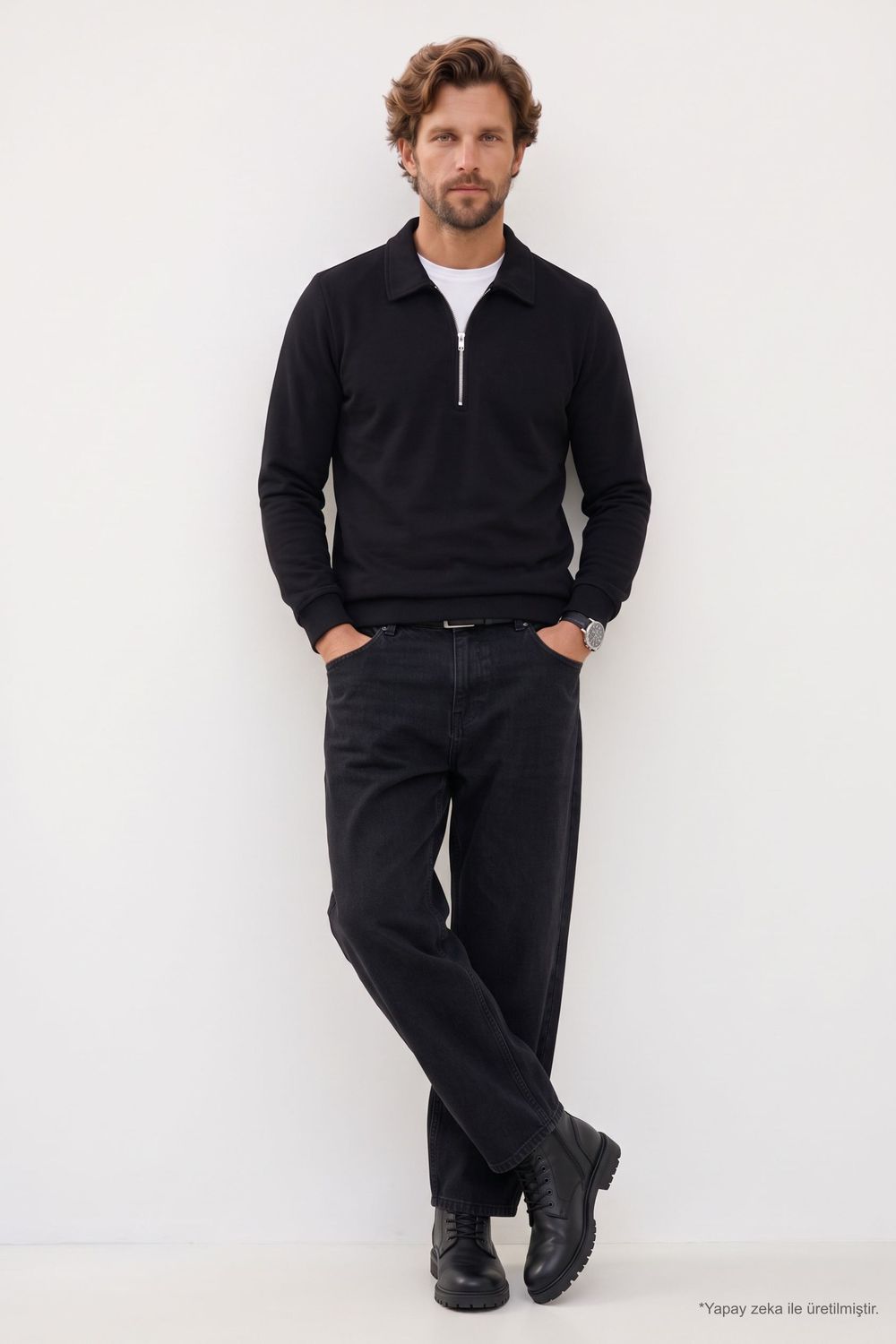 REGULAR FIT  POLO NECK HALF ZIPPER  MEDINA SWEATSHIRT