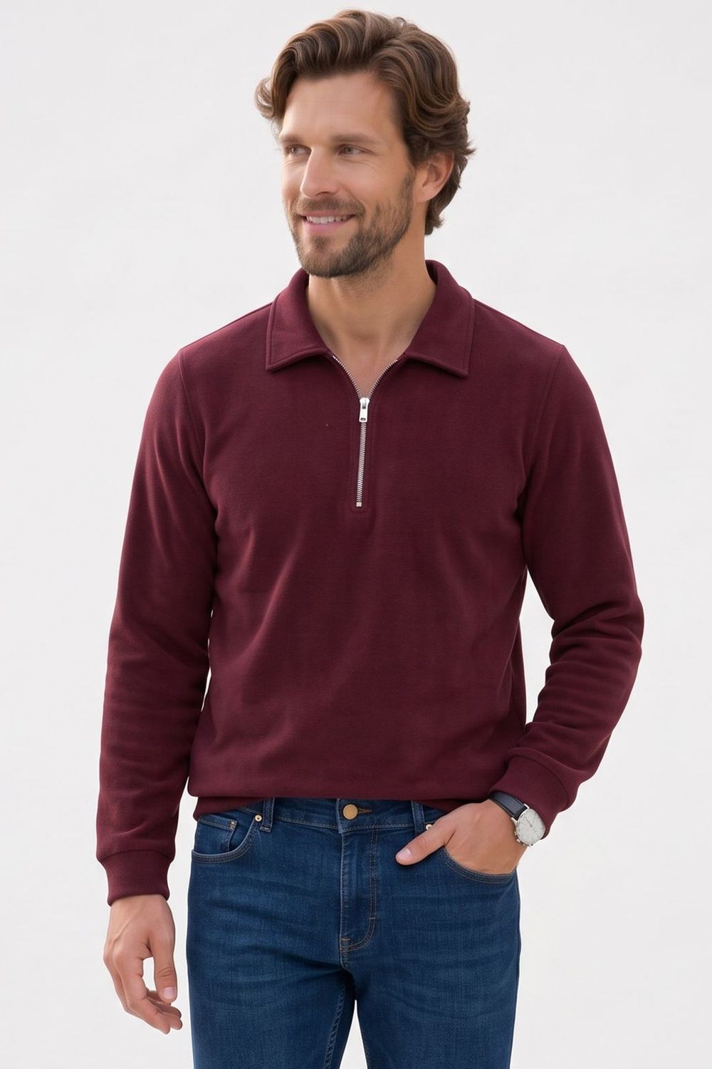 REGULAR FIT  POLO NECK HALF ZIPPER  MEDINA SWEATSHIRT