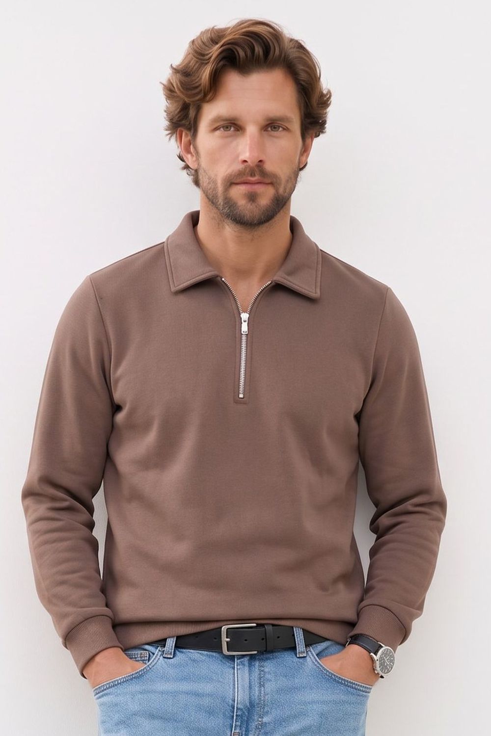 REGULAR FIT  POLO NECK HALF ZIPPER  MEDINA SWEATSHIRT