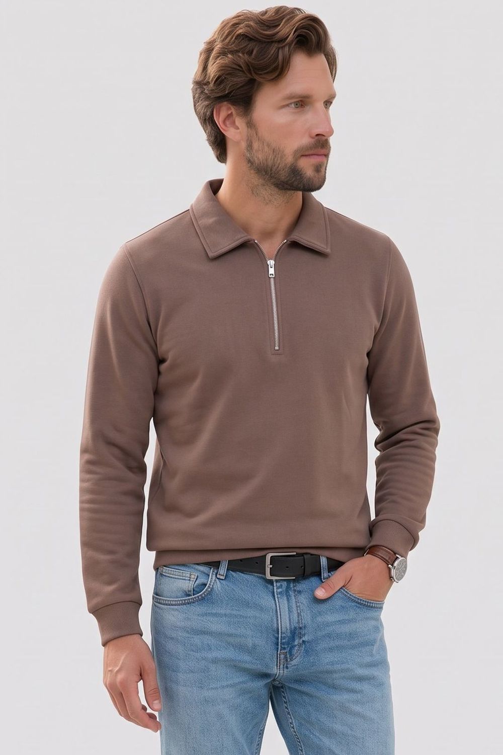 REGULAR FIT  POLO NECK HALF ZIPPER  MEDINA SWEATSHIRT