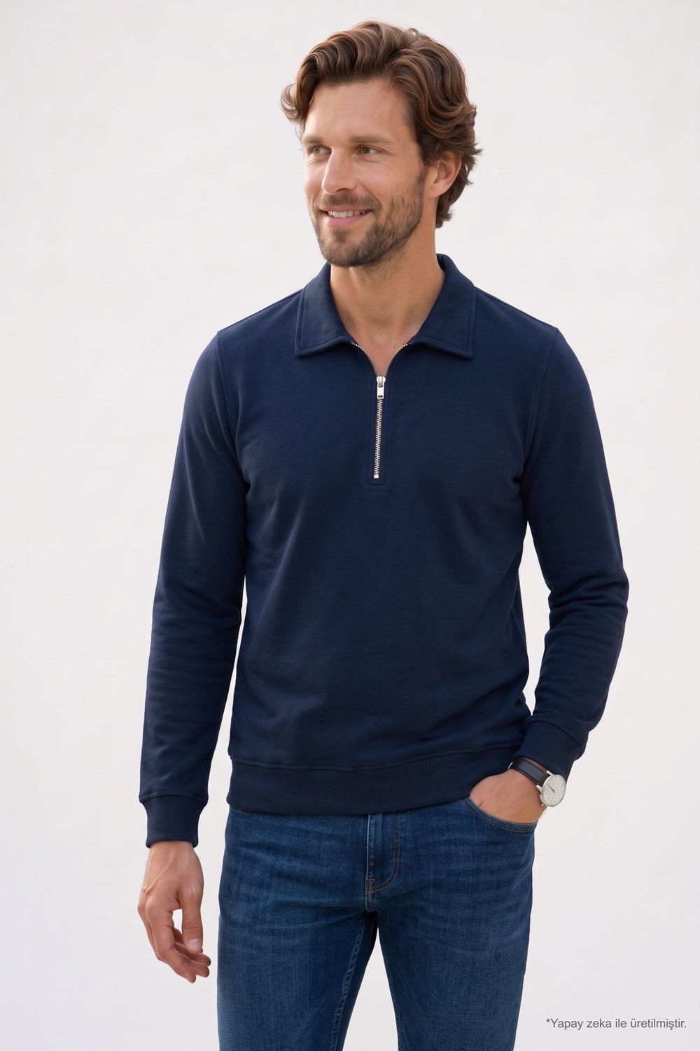 REGULAR FIT  POLO NECK HALF ZIPPER  MEDINA SWEATSHIRT