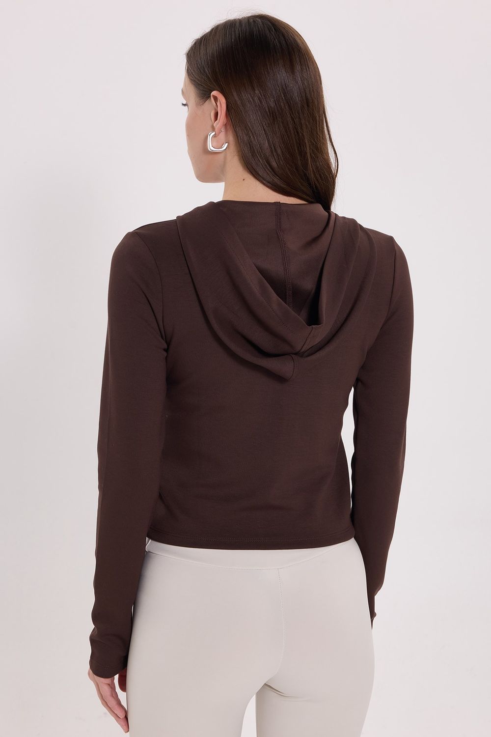 KADIN DÜZ KAPÜŞONLU FERMUARLI ZCK-172 SWEATSHIRT