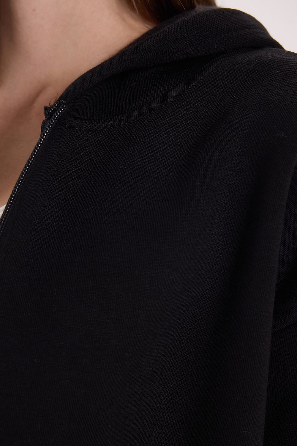 KADIN DÜZ KAPÜŞONLU FERMUARLI RDN-2395 SWEATSHIRT