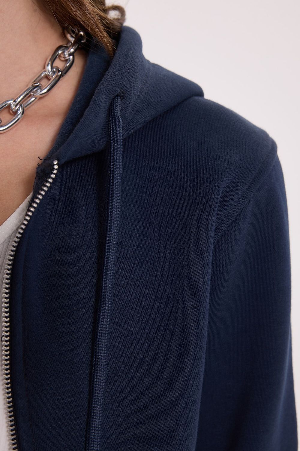 KADIN DÜZ KAPÜŞONLU FERMUARLI RDN-2395 SWEATSHIRT