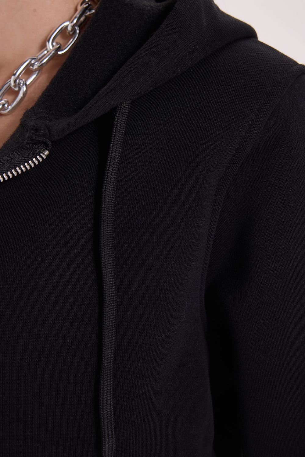 KADIN KAPÜŞONLU FERMUARLI CROP KTN-1642 SWEATSHIRT