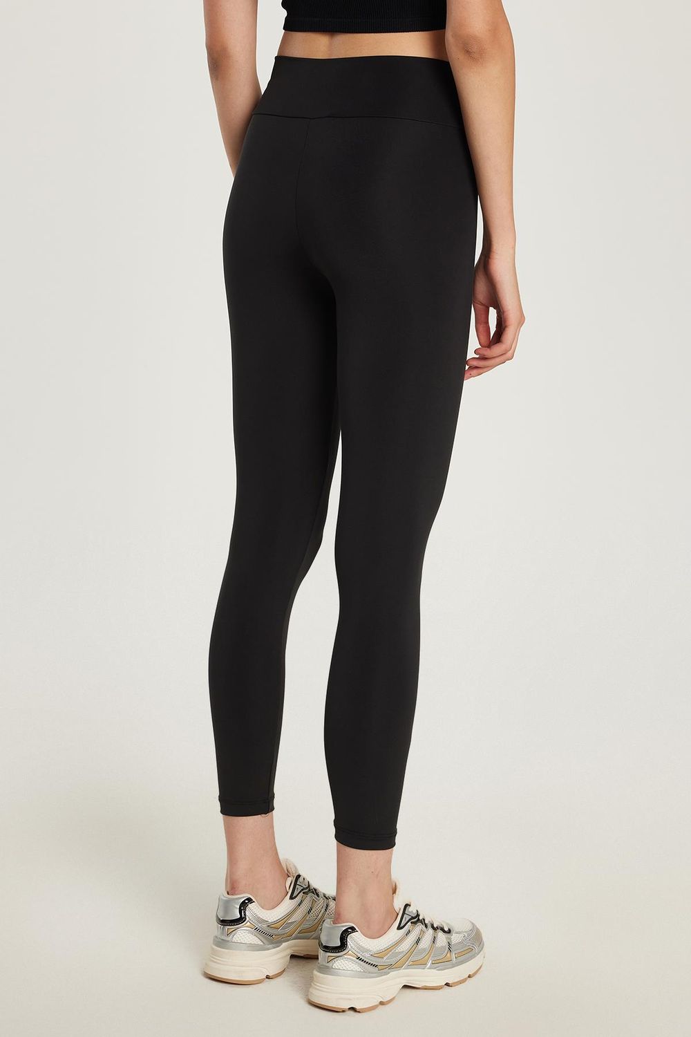 Kadın Slim Fit Dar Kesim İnterlok Siyah Tayt
