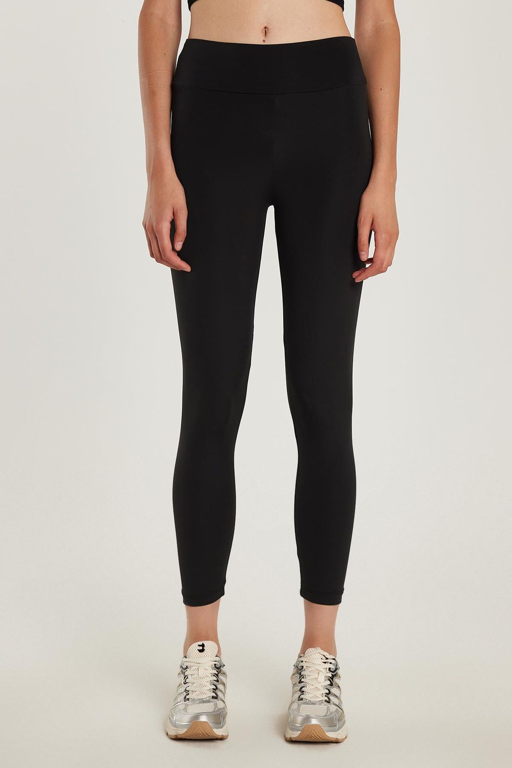 Kadın Slim Fit Dar Kesim İnterlok Siyah Tayt