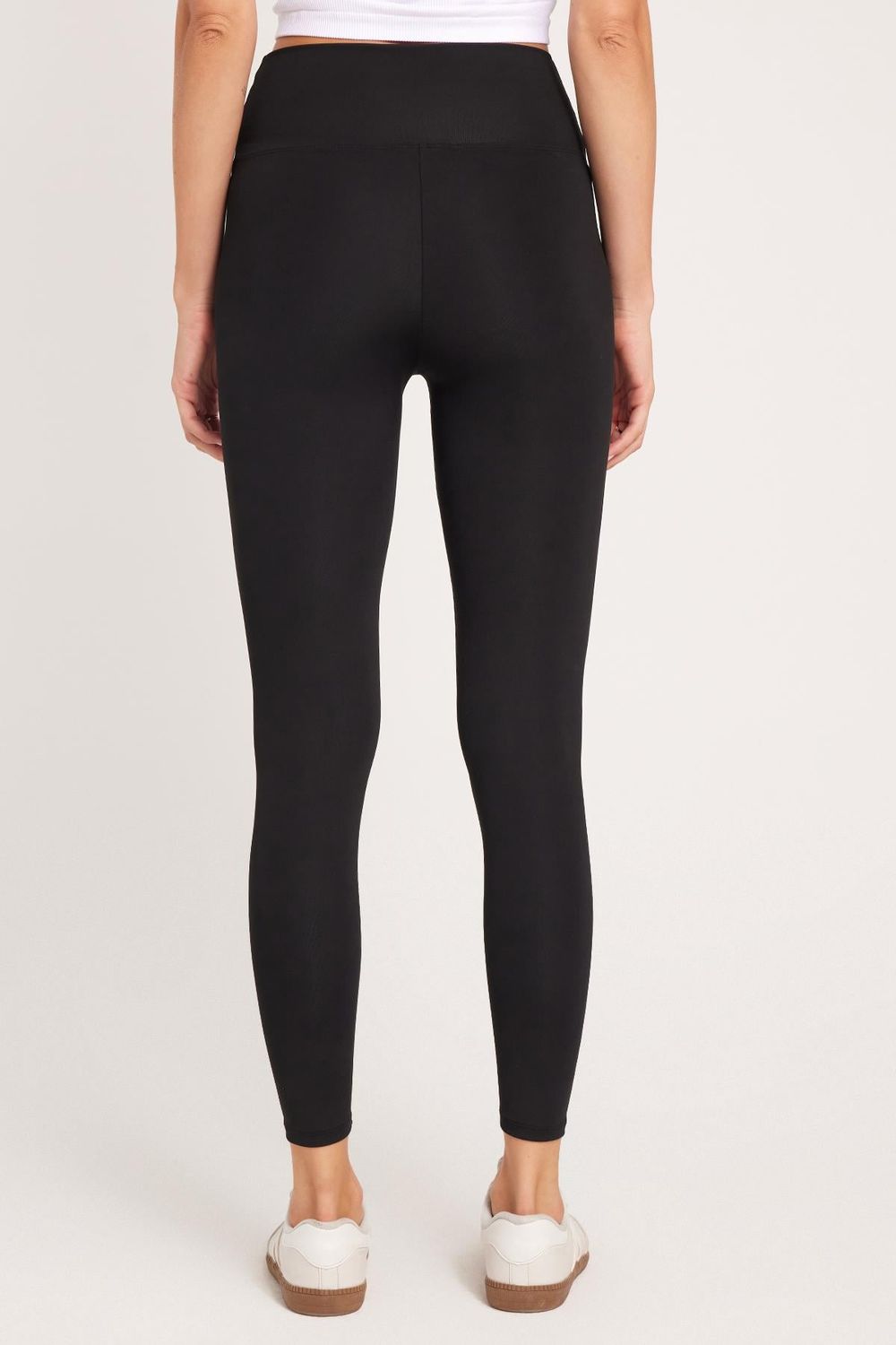 Kadın Slim Fit Dar Kesim Scuba Kumaş Beli Lastikli Siyah Tayt