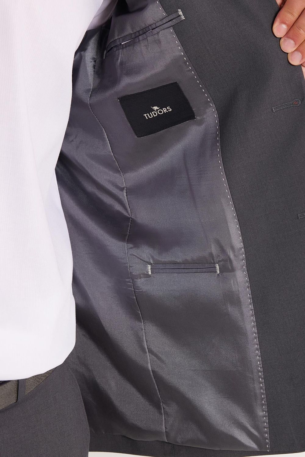 Erkek Slim Fit Mono Yaka Likralı Esnek Kumaş Füme Takım Elbise