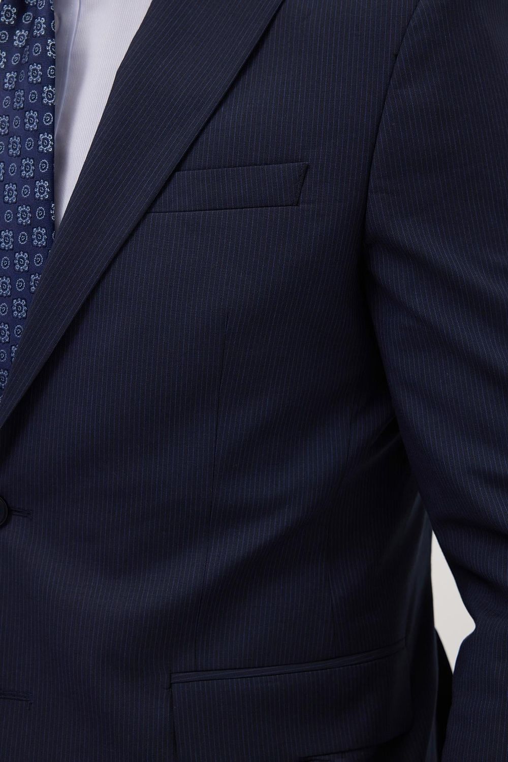 Erkek Slim Fit Mono Yaka Likralı Esnek Kumaş Lacivert Takım Elbise