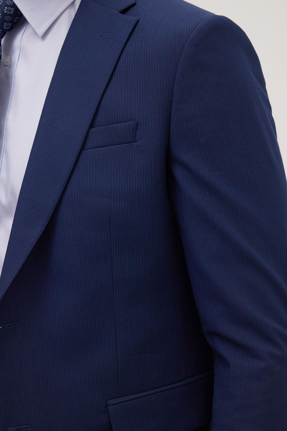 Erkek Slim Fit Mono Yaka Likralı Esnek Kumaş Koyu Lacivert Takım Elbise