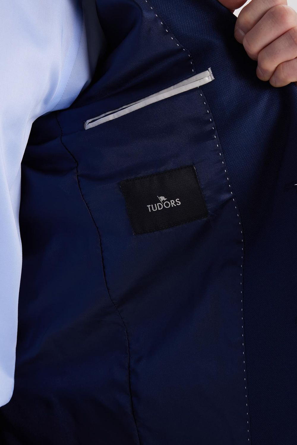 Erkek Regular Fit Koyu Lacivert Mono Yaka Beli Bağcıklı Torba Cepli Takım Elbise