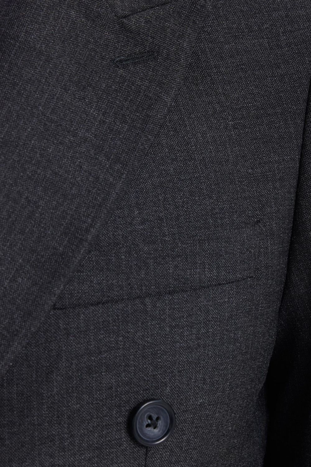 Erkek Slim Fit Sivri Yaka Çizgili Kapaklı Cepli Antrasit Takım Elbise