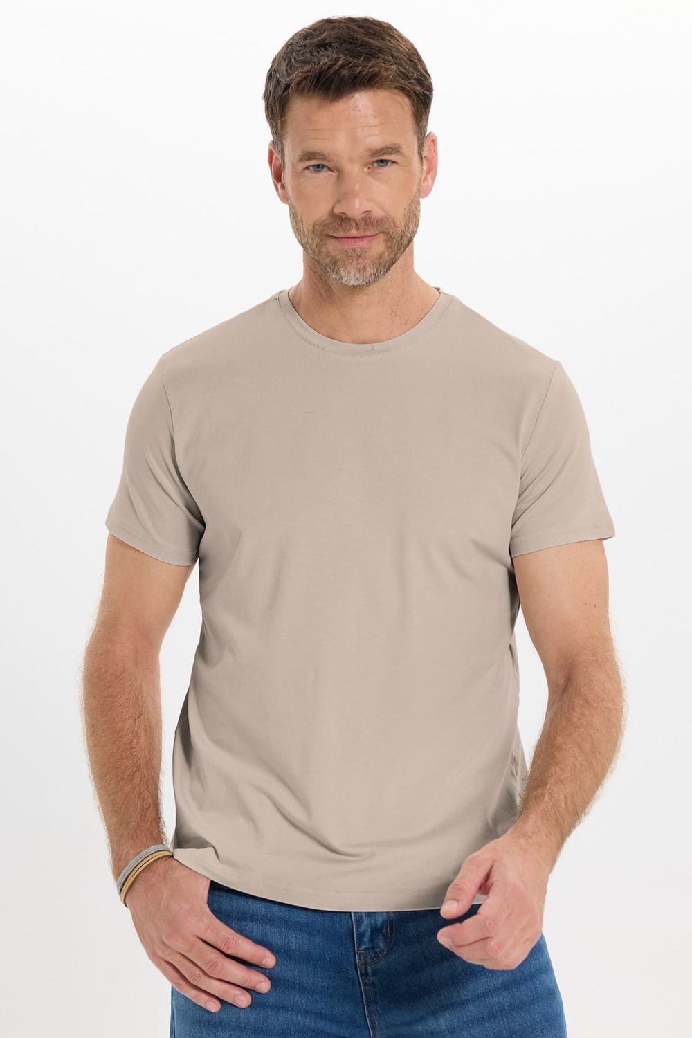Slim Fit Bisiklet Yaka Düz Basıc Kısa Kol T-Shirt