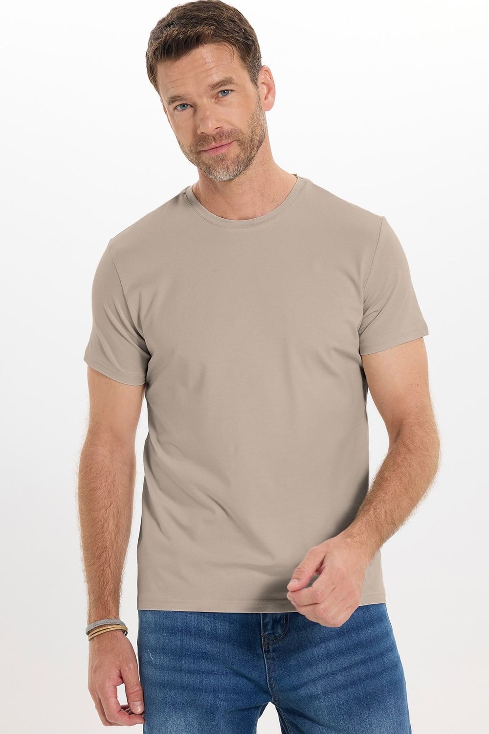 Slim Fit Bisiklet Yaka Düz Basıc Kısa Kol T-Shirt