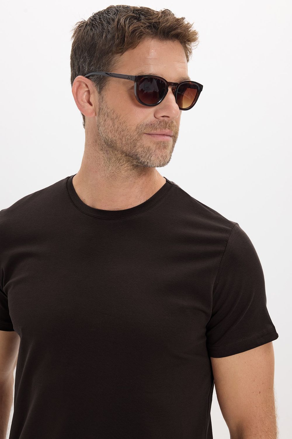 Slim Fit Bisiklet Yaka Düz Basıc Kısa Kol T-Shirt