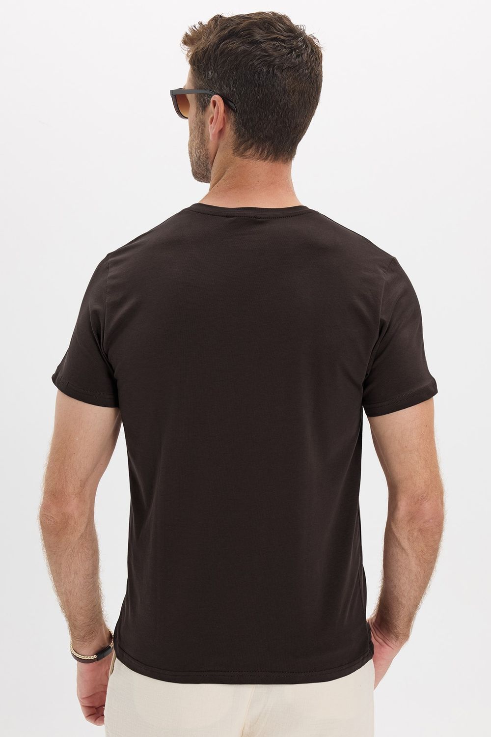 Slim Fit Bisiklet Yaka Düz Basıc Kısa Kol T-Shirt