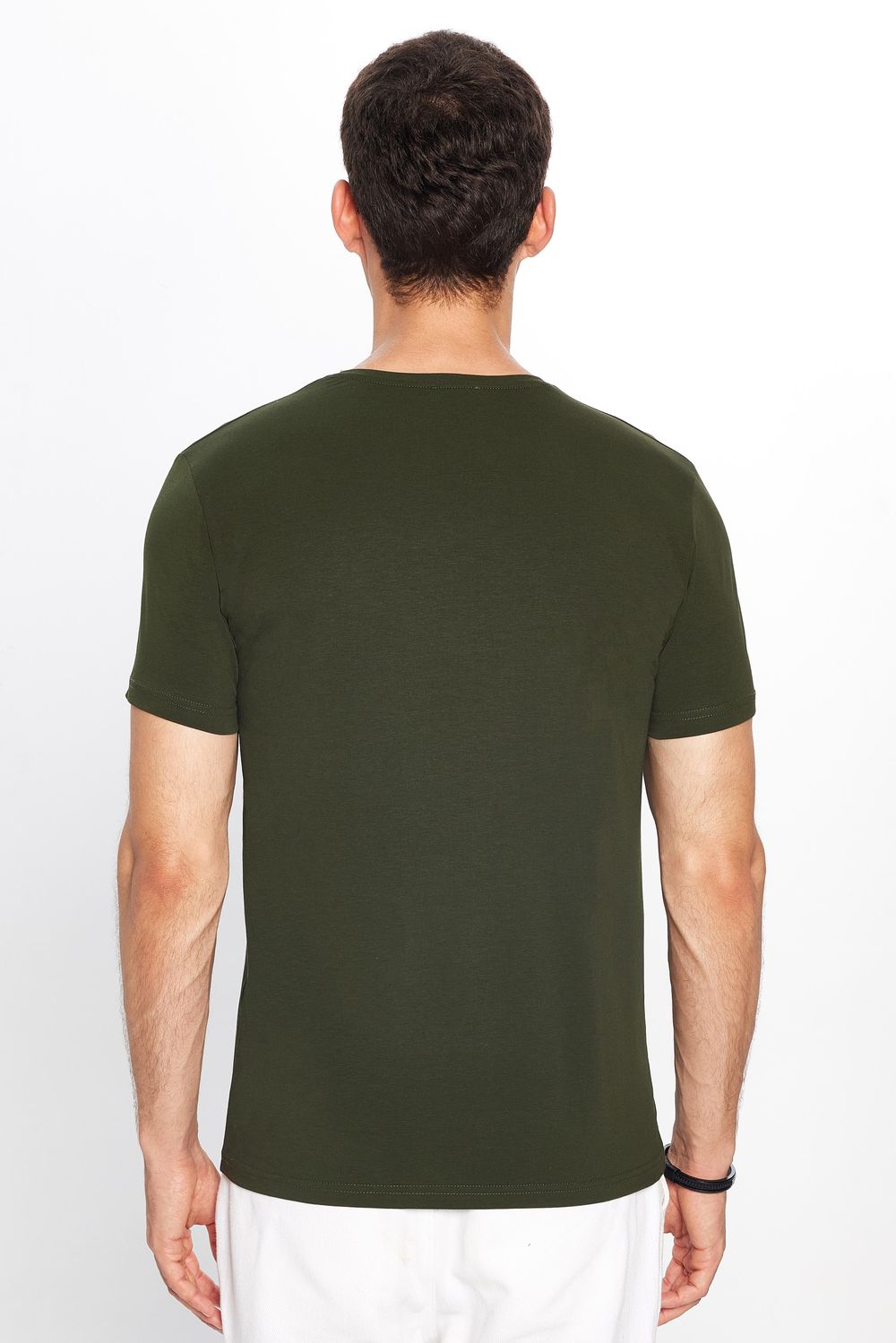 Slim Fit Bisiklet Yaka Düz Basıc Kısa Kol T-Shirt