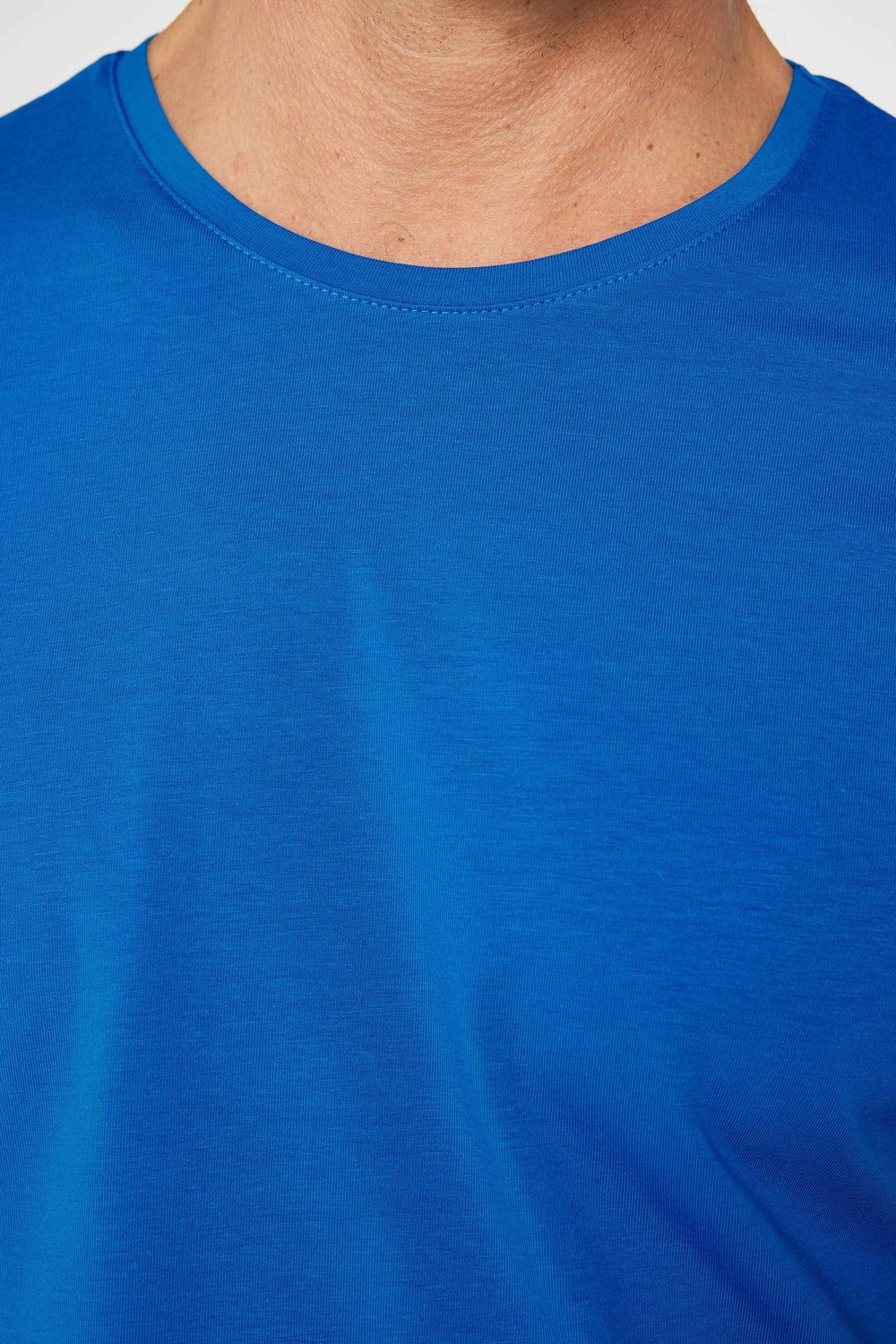 Erkek Slim Fit Dar Kesim Pamuklu Yumuşak Dokulu Esnek Kumaş Düz Basic Turkuaz Bisiklet Yaka Tişört