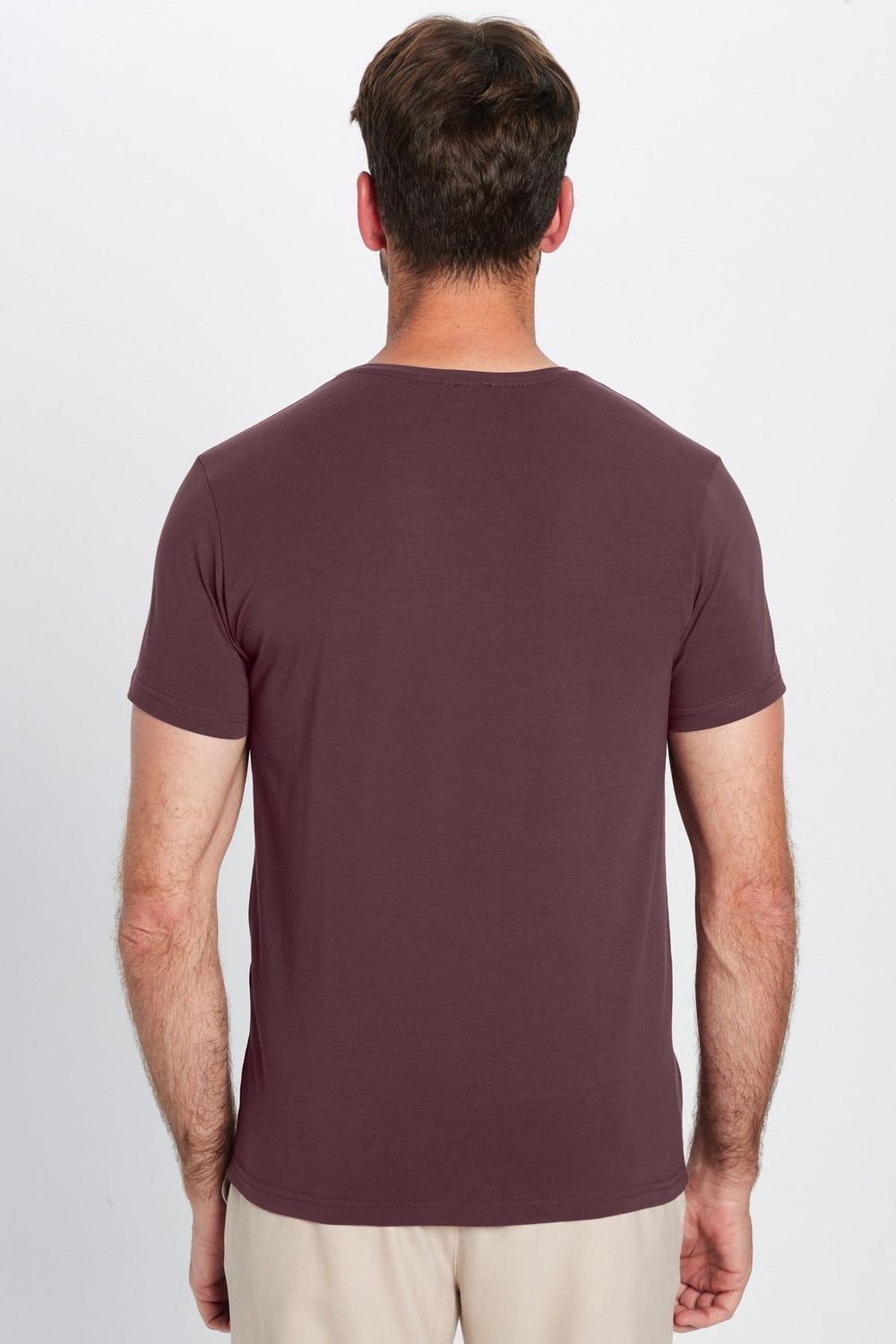 Slim Fit Bisiklet Yaka Düz Basıc Kısa Kol T-Shirt