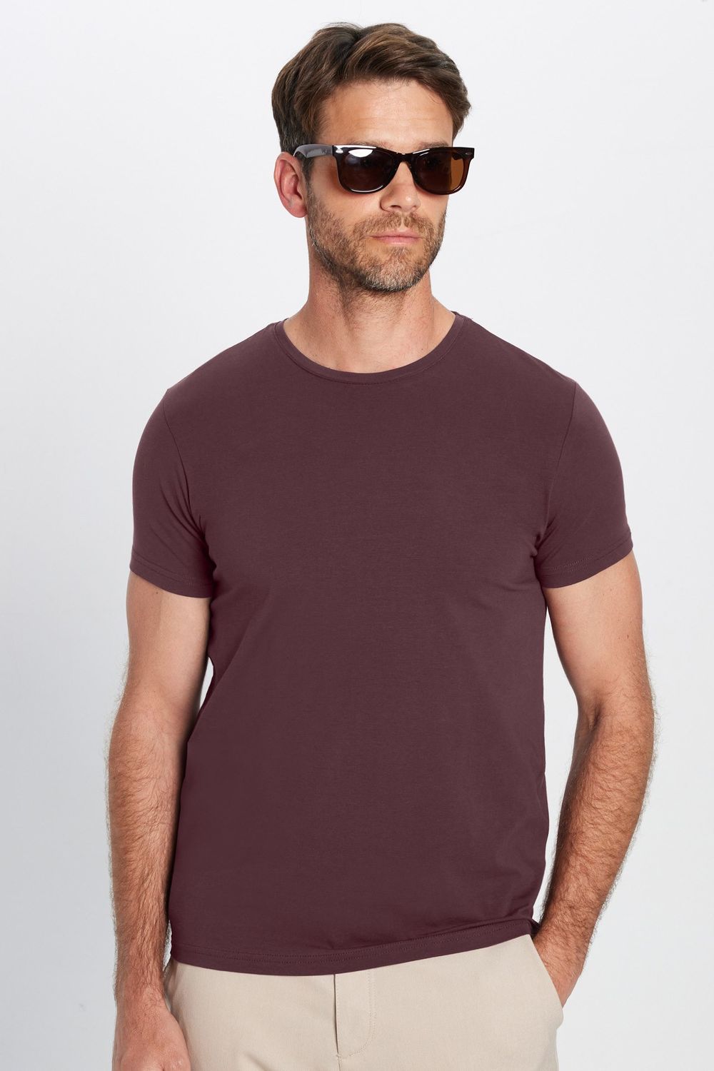 Slim Fit Bisiklet Yaka Düz Basıc Kısa Kol T-Shirt