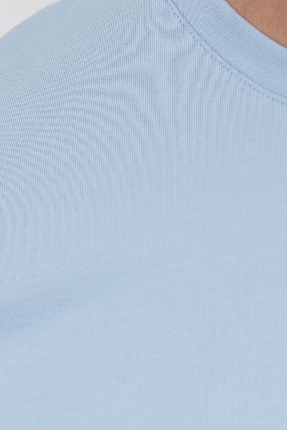 Erkek Slim Fit Dar Kesim Pamuklu Yumuşak Doku Likralı Esnek Kumaş Basic Mavi Bisiklet Yaka Tişört